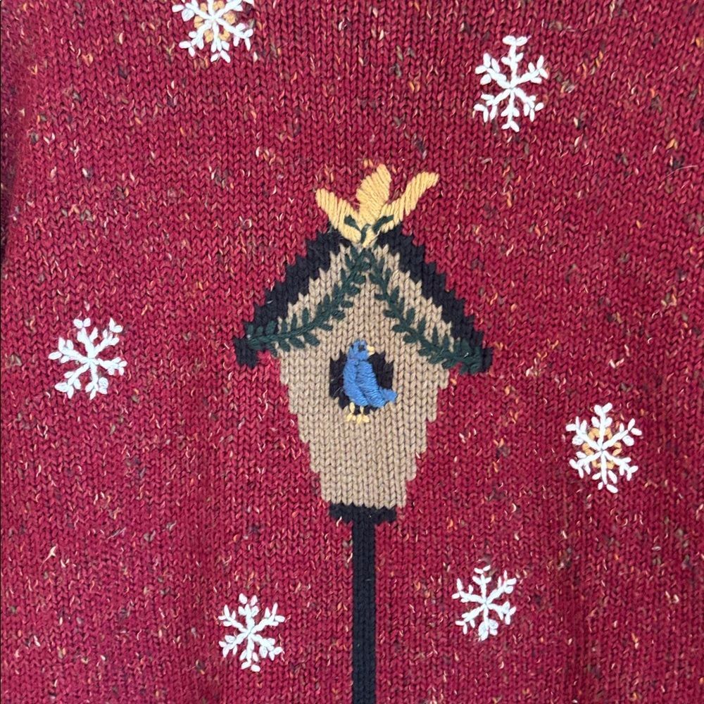 Vintage 2001 Christopher & Banks Festive Hand Embroidered Cardigan Sweater large - Picture 9 of 11